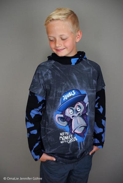 Baumwolljersey Panel Urban Monkey ca. 85cm by Thorsten Berger  Blau